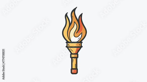 Torch doodle icon vector hand drawing flat black flat