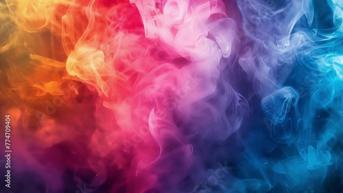 A mesmerizing scene of colorful smoke and vapor blending together photo