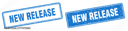 new release stamp set. new release square grunge sign