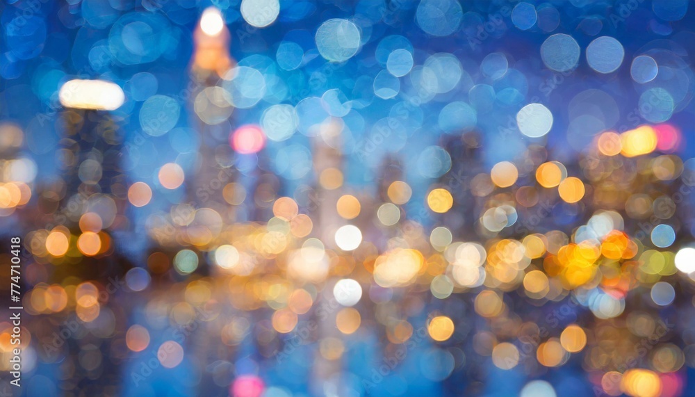 Obraz premium Cityscape Symphony: Abstract Circular Bokeh Lights in Blurred Urban Scene