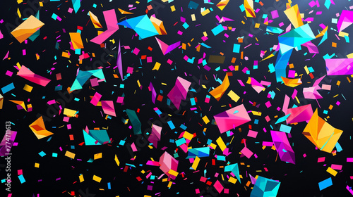 An image capturing a vector confetti downpour, with pieces in geometric shapes and vivid colors photo