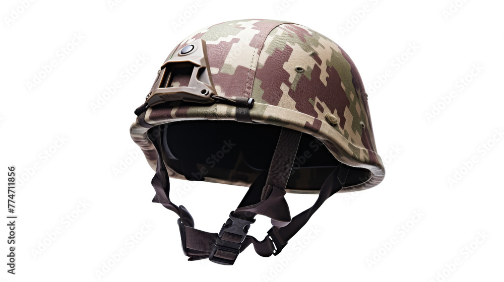 Naklejka premium A helmet with a cool camouflage pattern, perfect for blending in with the surroundings