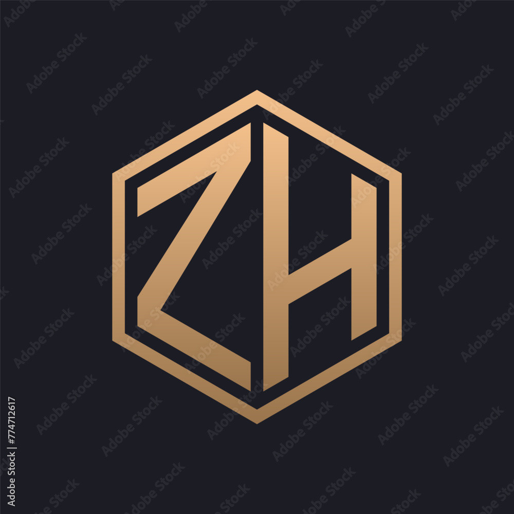 Elegant Hexagon Letter ZH Logo Design. Initial Luxurious ZH Logo Template Elegant Hexagon Letter ZH Logo Design. Initial Luxurious ZH Logo Template