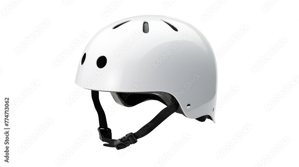 A pristine white helmet rests serenely on a white background A pristine white helmet rests serenely on a white background