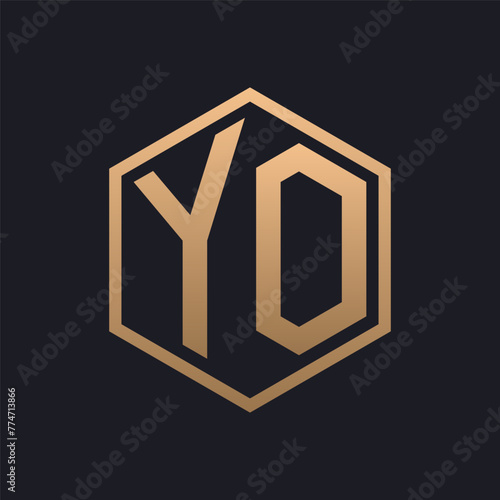 Elegant Hexagon Letter YO Logo Design. Initial Luxurious YO Logo Template