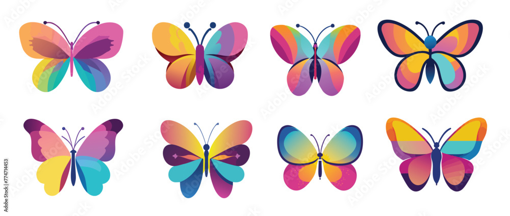 Abstract, minimal butterfly with gradient-filled wings Abstract, minimal butterfly with gradient-filled wings