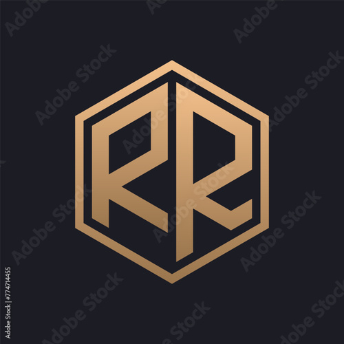 Elegant Hexagon Letter RR Logo Design. Initial Luxurious RR Logo Template