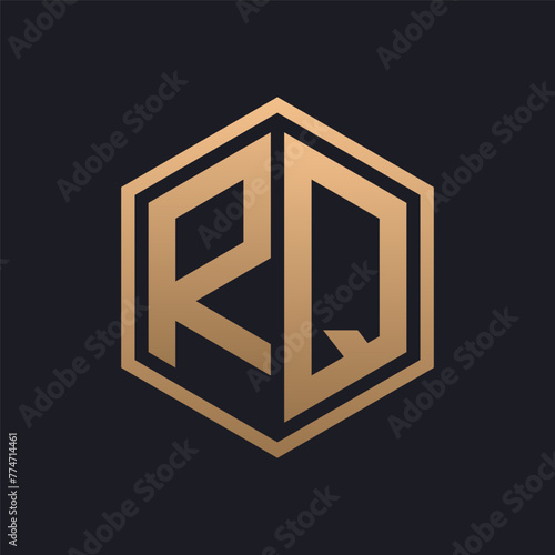 Elegant Hexagon Letter RQ Logo Design. Initial Luxurious RQ Logo Template