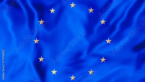 A vibrant depiction of the eu flag with golden stars against a blue backdrop. 3D illustration photo