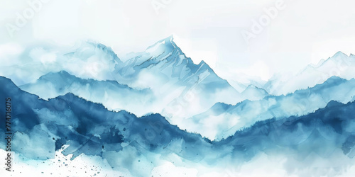 Landscape of mountains range with morning frog for panorama mountain background.