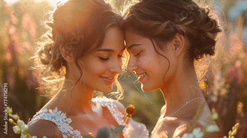 Touch of Romance Female Couple at Golden Hour