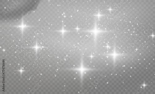White sparks glitter special light effect. Sparkling magical dust particles. Star dust sparks in an explosion. White glitter texture christmas background. Vector illustration © Little Monster 2070