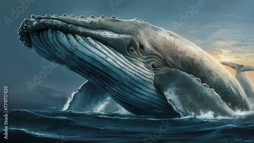 Graceful Right Whale Illustration: Majestic Oceanic Artwork photo