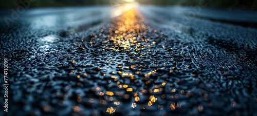 Glowing Roadway A Rainy Night's Reflection Generative AI