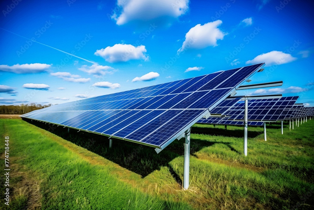A solar panel farm with many solar panels A solar panel farm with many solar panels