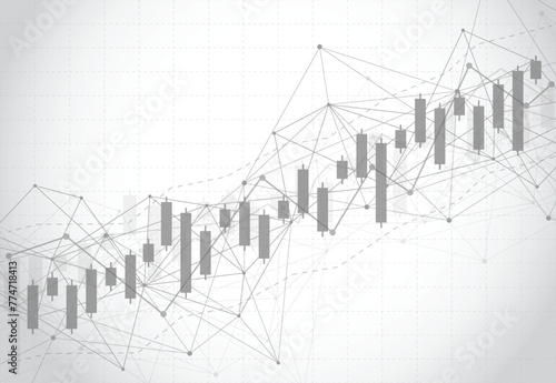 Business candle stick graph chart of stock market investment trading on dark background design. Bullish point, Trend of graph. Vector illustration