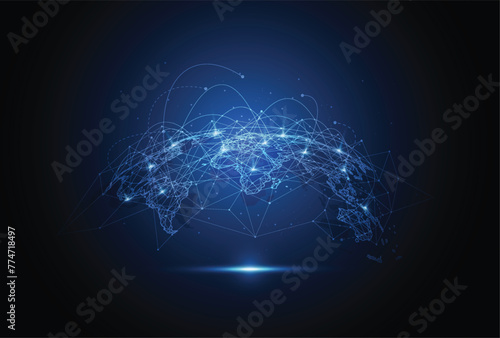 Global network connection. World map point and line composition concept of global business. Vector Illustration