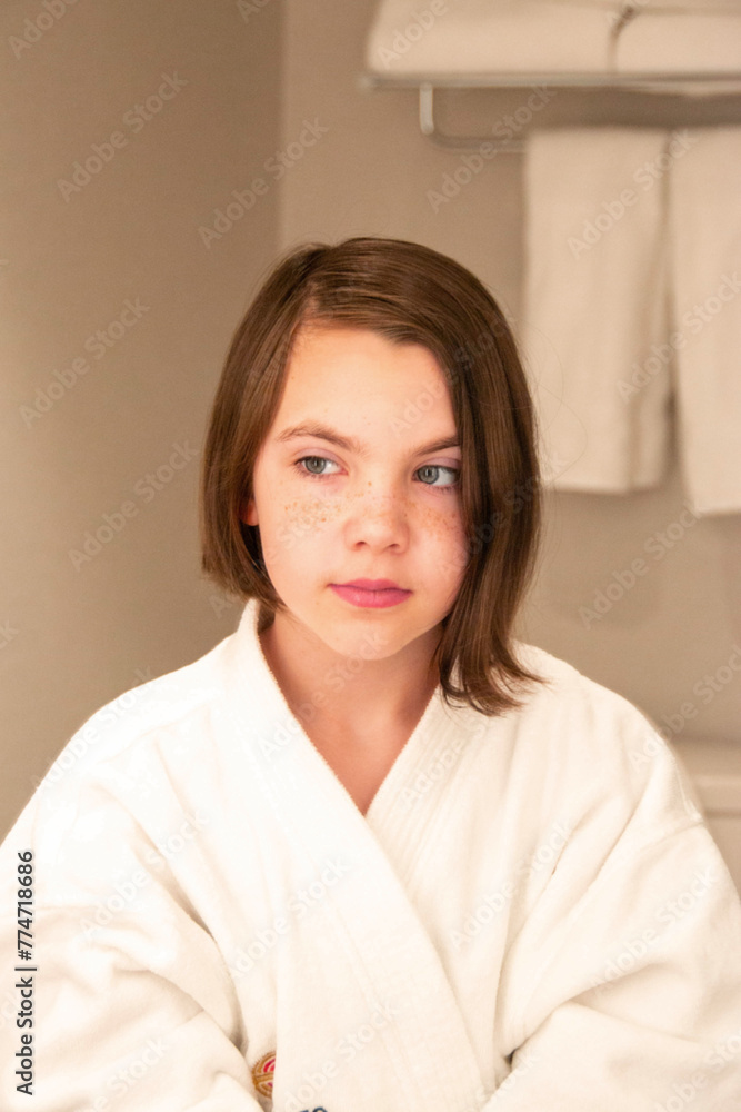 Beautiful girl sexy in a Bathrobe posing in the interior of the room Beautiful girl sexy in a Bathrobe posing in the interior of the room