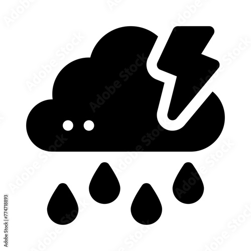 thunderstorm glyph icon