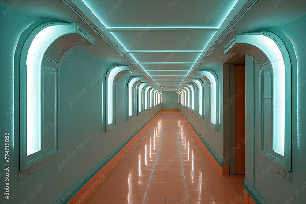 Minimalist Design: Retro-Futuristic Hallway Inspirations with Innovative Lighting Features
