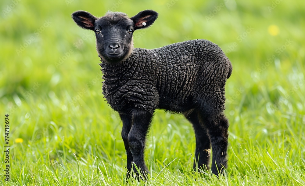 Little Lambie - A Cute and Adorable Black Sheep in a Field Generative AI Little Lambie - A Cute and Adorable Black Sheep in a Field Generative AI