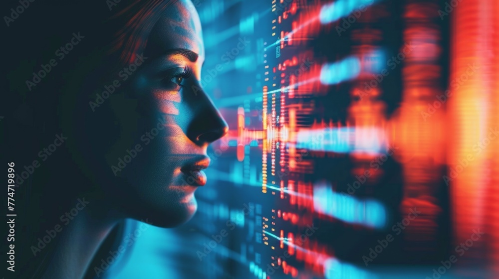 Woman Analyzing Data on Computer Screen Woman Analyzing Data on Computer Screen