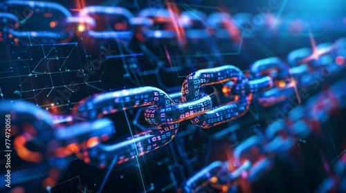 Digital Blockchain Network Illustrating Secure Data Exchange