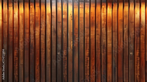 Warm Wooden Wall with Light Reflection Generative AI