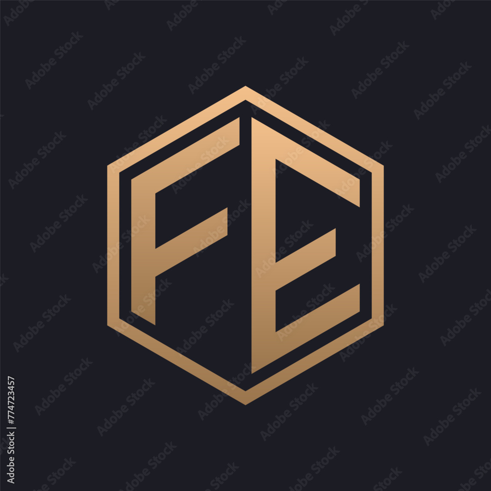 Elegant Hexagon Letter FE Logo Design. Initial Luxurious FE Logo Template Elegant Hexagon Letter FE Logo Design. Initial Luxurious FE Logo Template