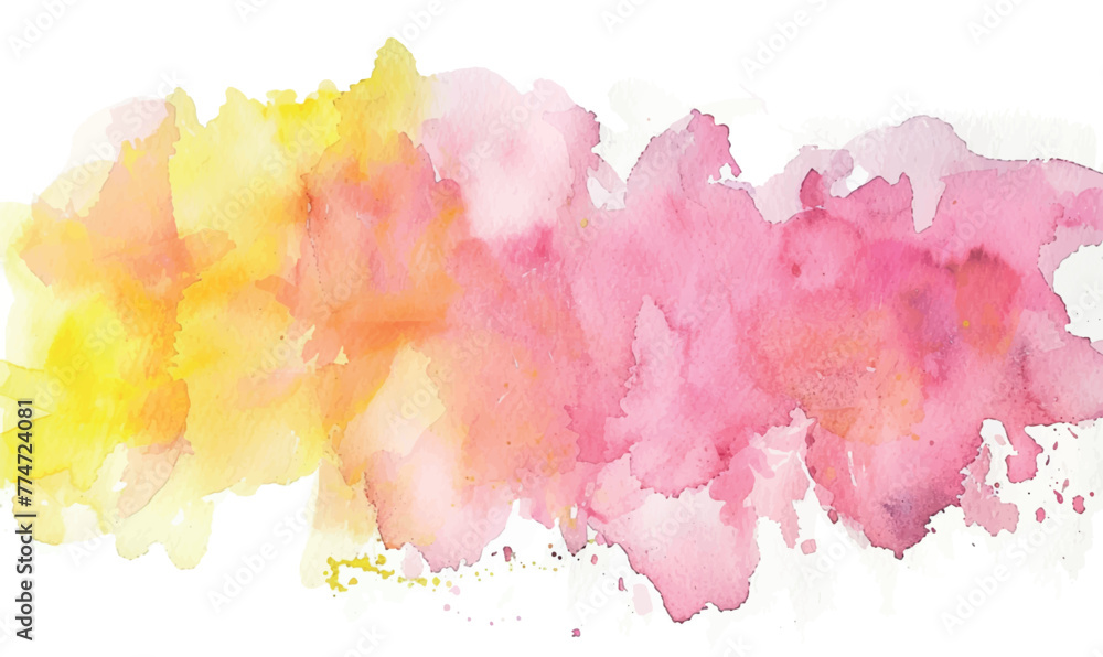 abstract watercolor background with  splashes yellow pink