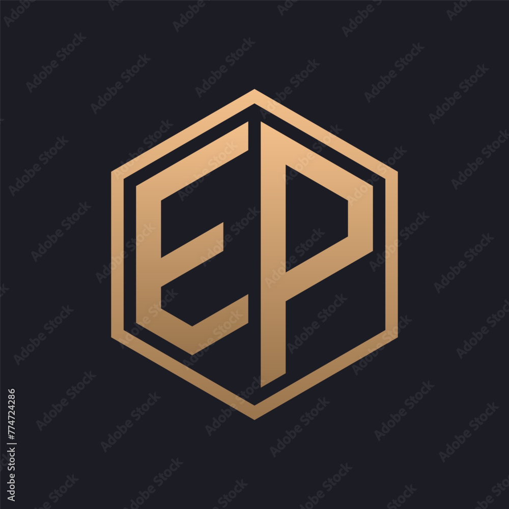 Elegant Hexagon Letter EP Logo Design. Initial Luxurious EP Logo Template Elegant Hexagon Letter EP Logo Design. Initial Luxurious EP Logo Template