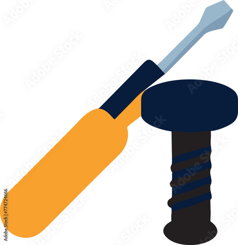 robertson screwdriver with screw, icon colored shapes photo