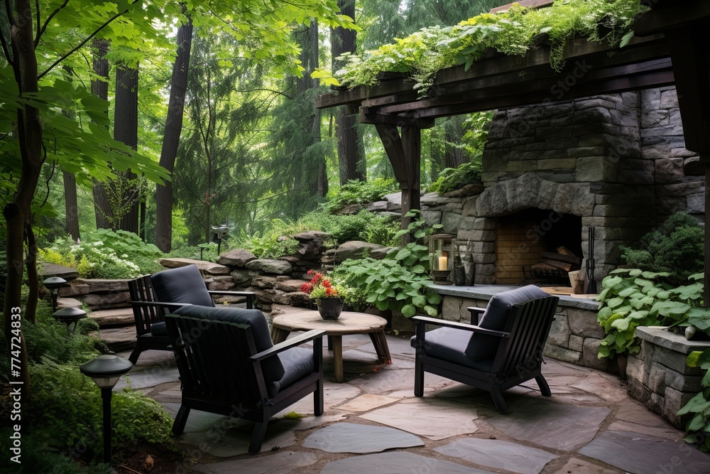 Stone-Accented Secluded Forest Garden Patio Ideas: Transform Your Space with a Woodsy Vibe and Tranquil Terrace