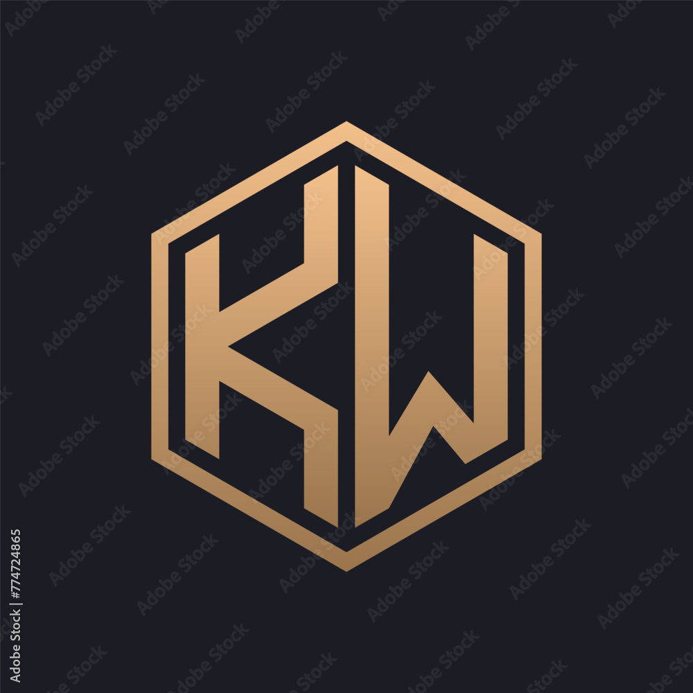 Elegant Hexagon Letter KW Logo Design. Initial Luxurious KW Logo Template Elegant Hexagon Letter KW Logo Design. Initial Luxurious KW Logo Template