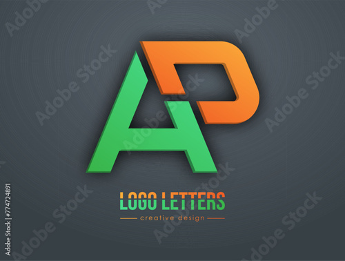 The design of the letters A and P or D. A logo template for a business card, corporate design, recognizable element of a brand or corporation. The idea of thematic creativity