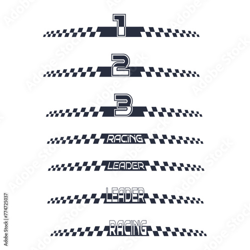 Racing. A sample of the design of the team of racers, fans. A template for a print on a T-shirt, clothes and souvenirs. Design of typography, banner poster. Modern style