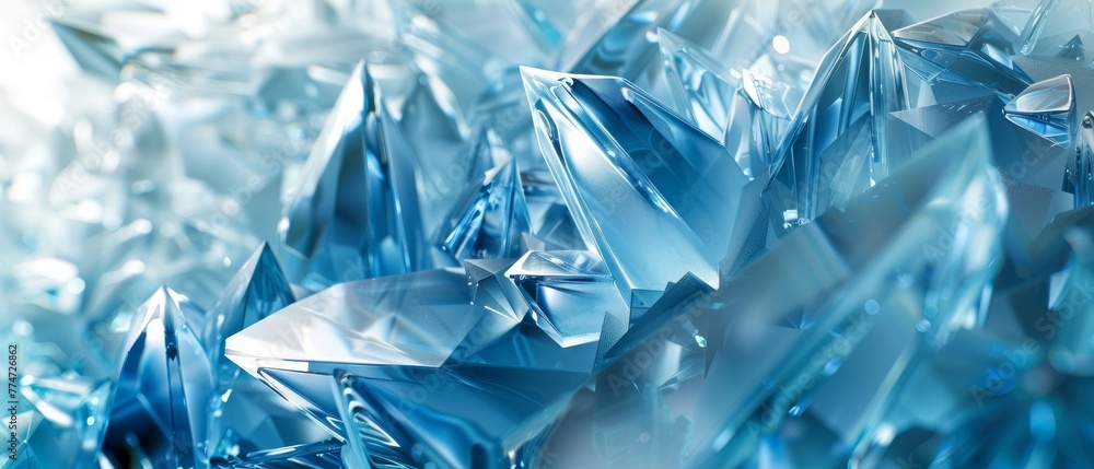 An abstract futuristic background with cold crystals