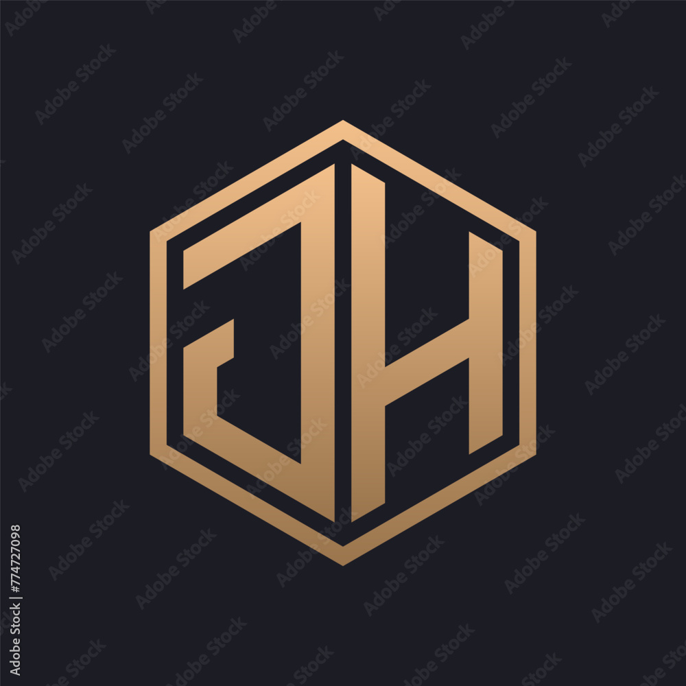 Elegant Hexagon Letter JH Logo Design. Initial Luxurious JH Logo Template Elegant Hexagon Letter JH Logo Design. Initial Luxurious JH Logo Template