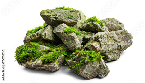 Pile of Rocks with Green Moss