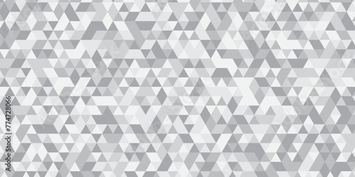 Abstract geometric white and gray background seamless mosaic and low polygon triangle texture wallpaper. Triangle shape retro wall grid pattern geometric ornament tile vector square element.