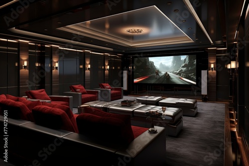 Sleek Home Theater: Modern and Stylish Contemporary Aesthetic