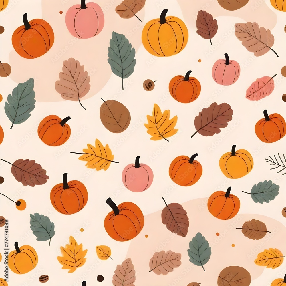 Colorful Fruits and leaves Boho Seamless Pattern Colorful Fruits and leaves Boho Seamless Pattern