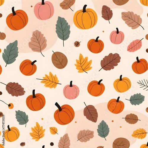 Colorful Fruits and leaves Boho Seamless Pattern