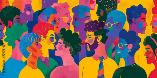 Colorful vibrant lgbt community pride celebration. Concept illustration on lgbt community.
