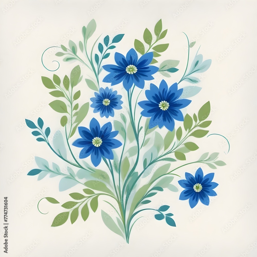 Fototapeta premium Blue Flowers on white