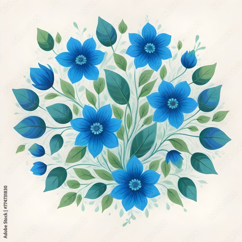 Obraz premium Blue Flowers on white