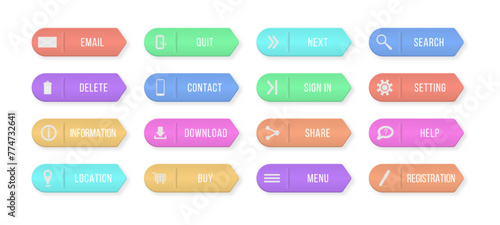 Colored rectangular web buttons contact us isolated on white background. Design elements for website or app. © Little Monster 2070