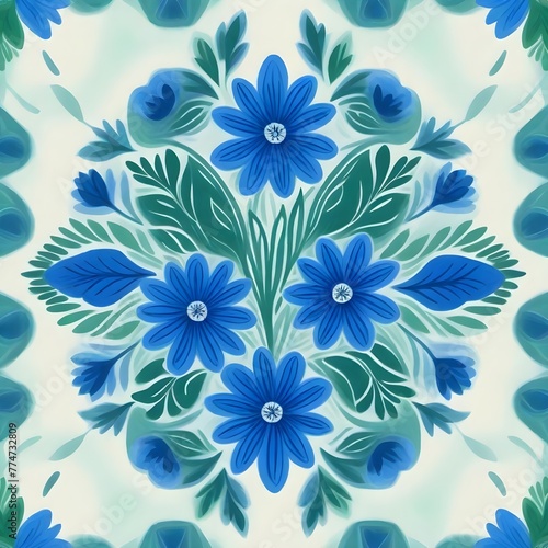 Blue Flowers on white