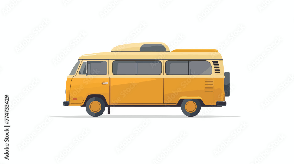 Cartoon yellow bus on white background Flat vector