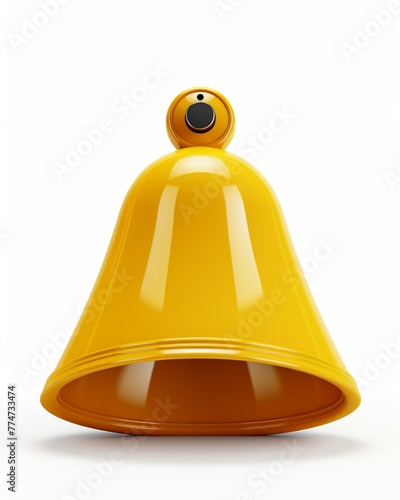 Yellow megaphone speaker or loudspeake 3D render clay style, isolated on white background photo